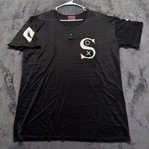 Vintage Chicago White Sox Jersey Mens XXL Black Mesh Henley Short Sleeve USA
